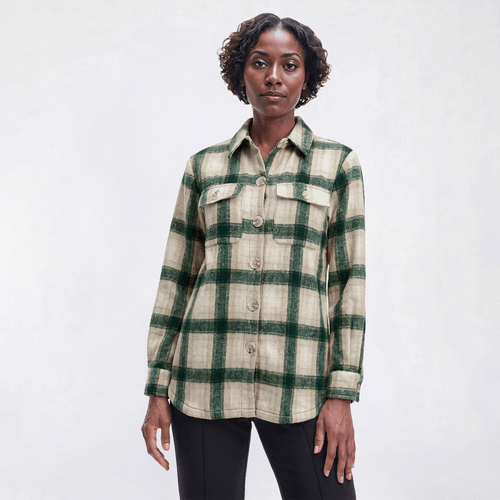 Womens Mountain Ridge Plaid Twill Shacket - Reflecting Pond - image 