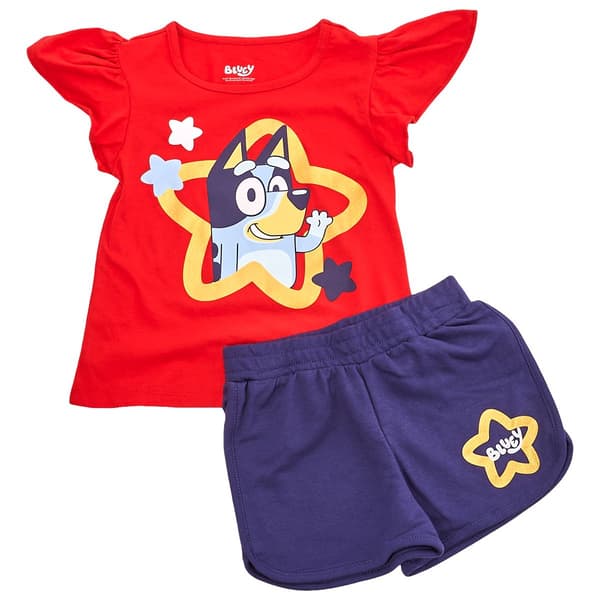 Girls (4-6x) Bluey Americana Flutter Sleeve Tee & Shorts Set - image 