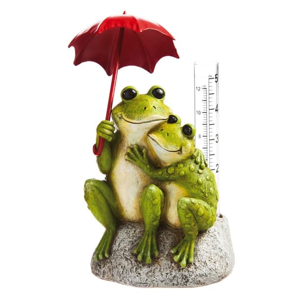 Evergreen Frog Lovers Garden Statue with Rain Gauge - image 