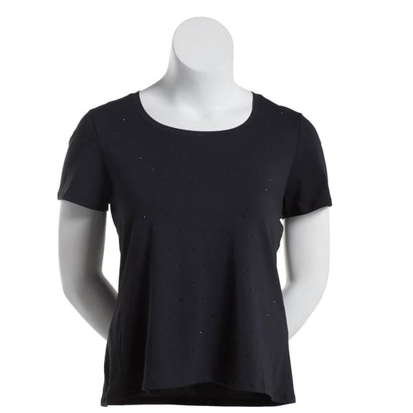 Juniors Plus Feathers Tonal Rhinestone Tee - Black