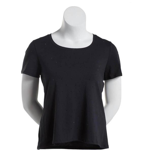 Juniors Plus Feathers Tonal Rhinestone Tee - Black - image 