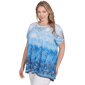 Plus Size Ruby Rd. Tinted Tides Crystal Ombre Cold Shoulder Tee - image 3