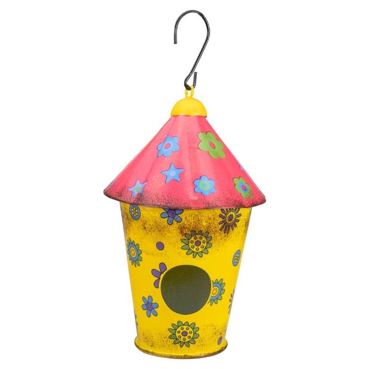 Northlight Seasonal 7.7in. Metal Birdhouse with Flowers