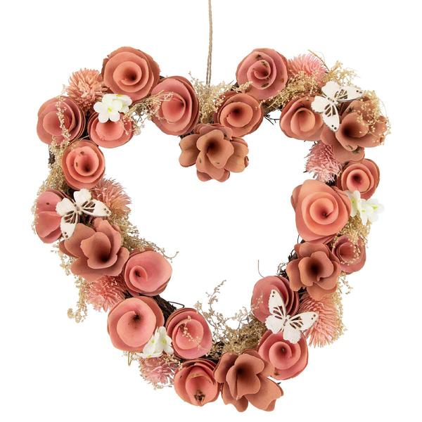 Northlight Seasonal Wooden Rose Heart Valentine''s Day Wreath - image 