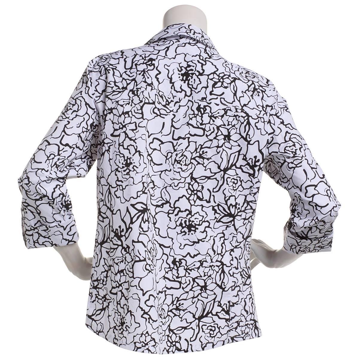 Plus Size Emily Daniels Floral Knit To Fit Casual Button Down