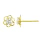 Kids 14kt. Yellow Gold Flower w/ CZ Stud Earrings - image 1