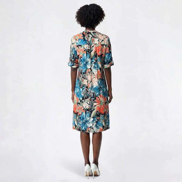 Womens Cocomo Roll Tab Sleeve Floral Gomez Shift Dress