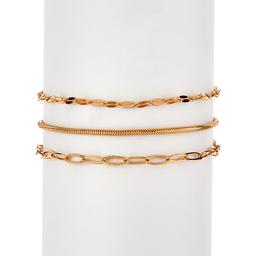 Design Collection Gold Plated Small Paper Clip Bracelet Set