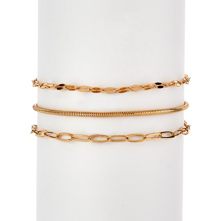 Design Collection Gold Plated Small Paper Clip Bracelet Set