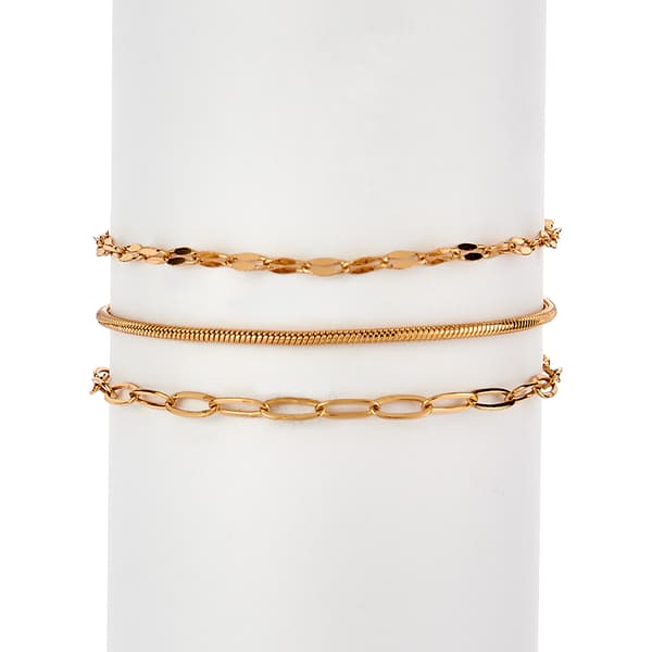 Design Collection Gold Plated Small Paper Clip Bracelet Set - image 