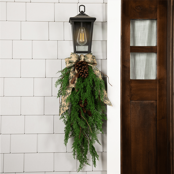 Northlight 26in. Pinecone & Cedar Christmas Teardrop Swag