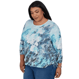 Plus Size Alfred Dunner Ann Arbor Abstract Watercolor Blouse