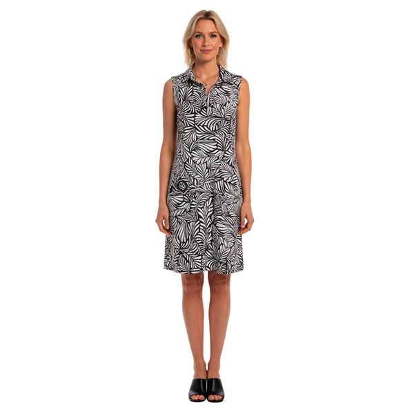 Petite MSK Sleeveless Spread Collar Abstract Grommet Shift Dress - image 