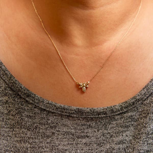 Haus of Brilliance 10kt. Gold Diamond Bumble Bee Pendant