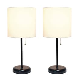 LimeLights Black Stick Lamp w/USB Port/Fabric Shade-Set of 2