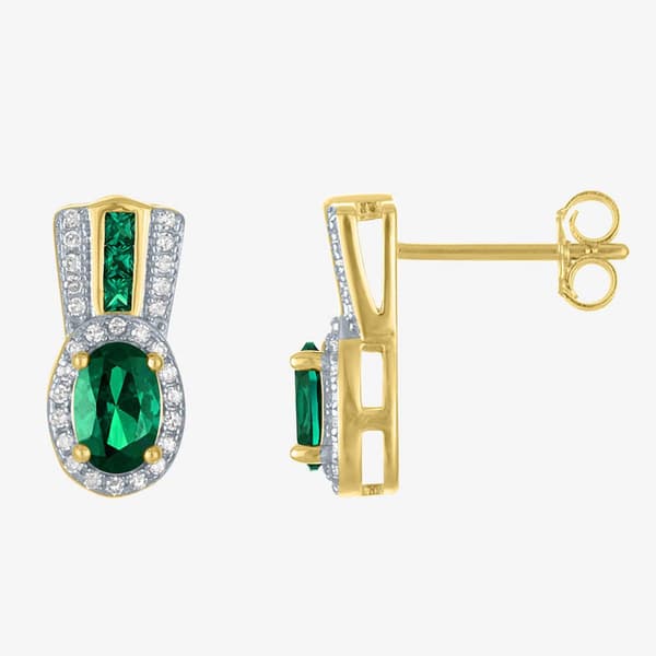 Nova Star(R) Lab Created Emerald & Lab Grown Diamond Earrings - image 