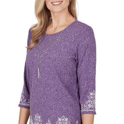 Womens Alfred Dunner Vail 3/4 Sleeve Soutache Border Sweater