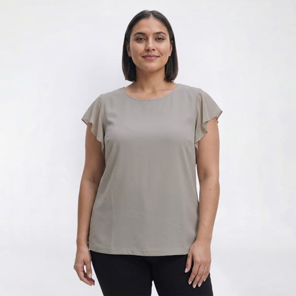 Plus Size Preswick & Moore(R) Solid Mix Media Blouse - image 