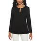 Womens Ella Rafaella&#40;R&#41; Long Sleeve Split Neck Top with Hardware - image 1