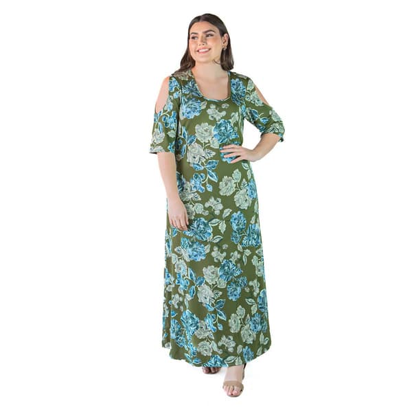 Plus Size 24/7 Comfort Apparel Floral Maxi Dress
