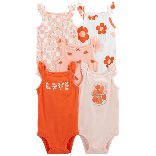 Baby Girl &#40;NB-24M&#41; Carter's&#40;R&#41; 5pk. Love Floral Tank Bodysuits - image 