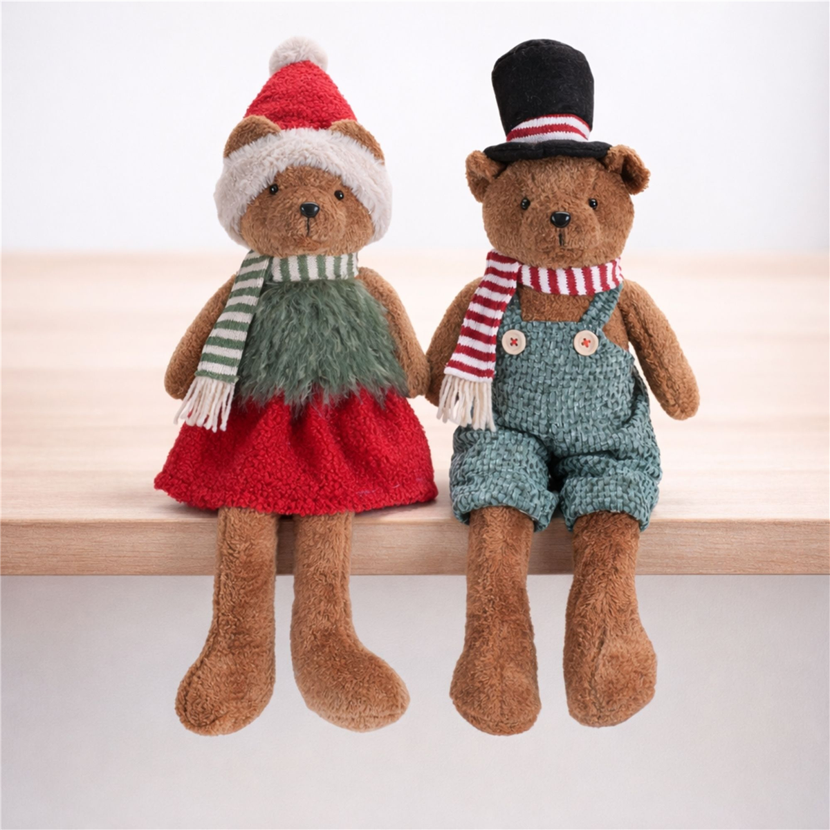 Melrose Holiday Plush Bear Figurines - Set of 2