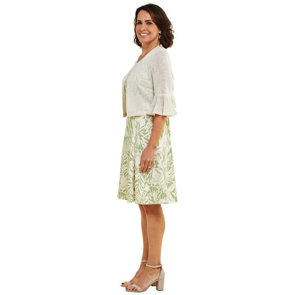 Petite Perceptions Short Sleeve Tie Jacket with Print Dress