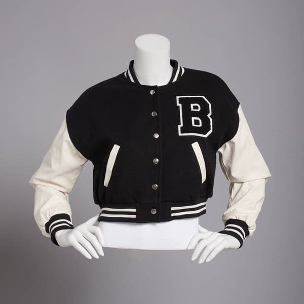 Juniors Love Tree Color Block Varsity Bomber Jacket with Patch Boscov s