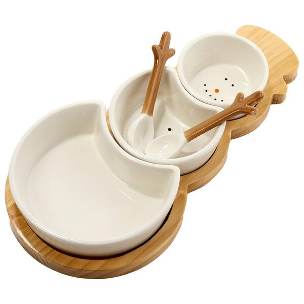 Godinger Snowman 3 Bowls with Server - image 
