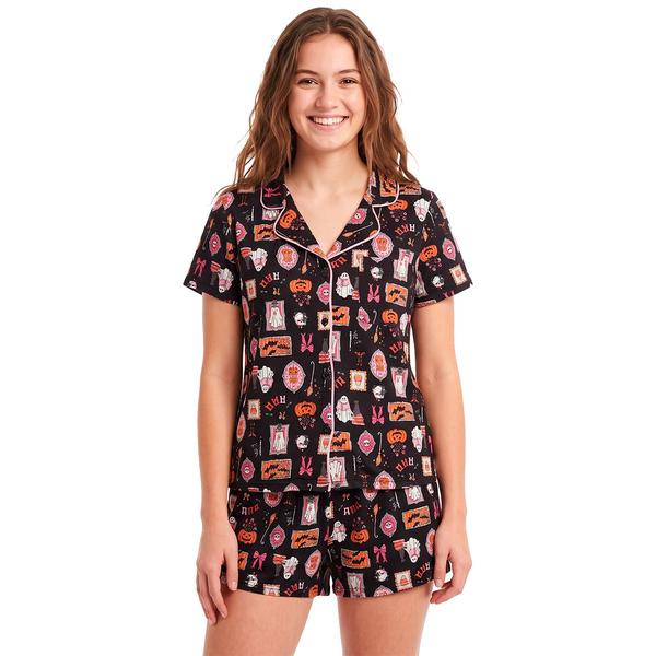 Juniors Derek Heart Short Sleeve Pumpkins & Portraits Pajama Set - image 