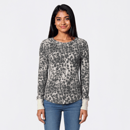 Juniors Wallflower Hayden Long Sleeve Waffle Crew Neck Top- White