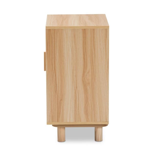 Baxton Studio Maclean Natural Brown Wood 1-Door Nightstand