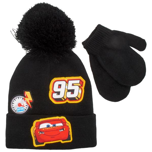 Toddler Boy Disney Pixar Cars(tm) Black Knit Beanie & Mittens Set - image 