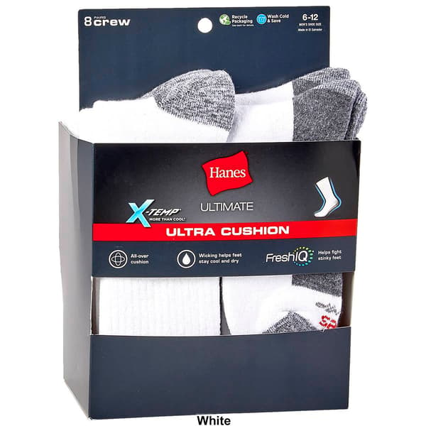 Mens Hanes&#174; Ultimate&#174; 8pk. Cushioned Crew Socks