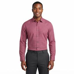 Mens Christian Aujard Regular Fit Checkered Dress Shirt-Burgundy