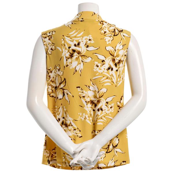 Womens Kasper Sleeveless Cowl Neck Placed Floral Blouse