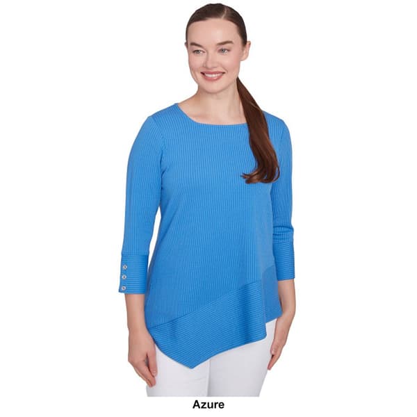 Petite Ruby Rd. Resort Ready Knit Cable Stripe Top
