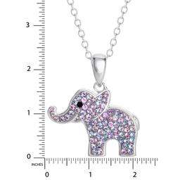 Brass Silver-Plate Crystal Elephant 18in. Pendant Necklace