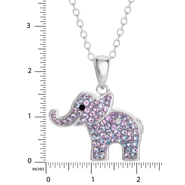 Brass Silver-Plate Crystal Elephant 18in. Pendant Necklace