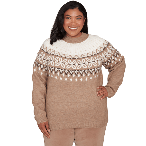 Plus Size Alfred Dunner Sunset Ridge Nordic Fair Isle Sweater