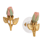 1928 Jewelry Porcelain Rose Bud Earrings - image 1