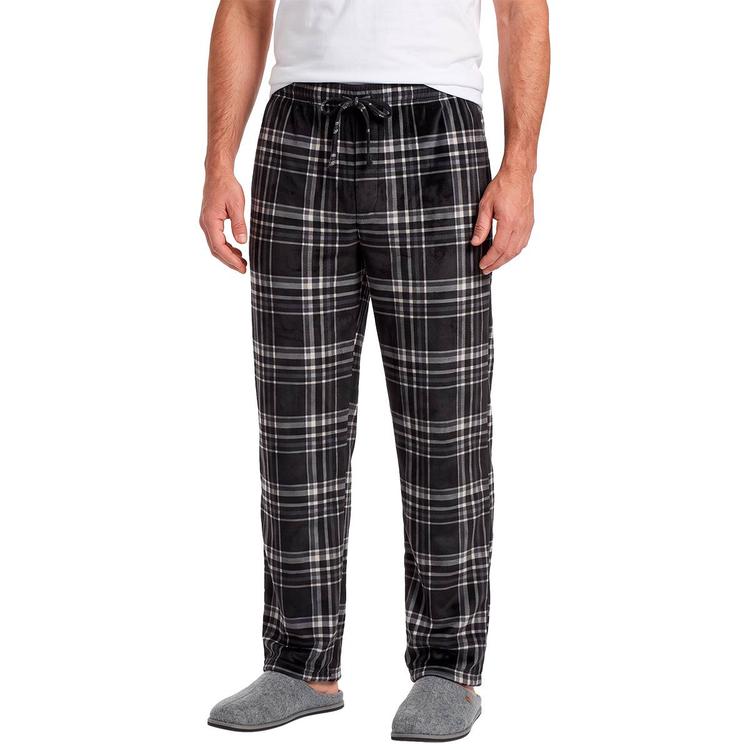 Mens Preswick & Moore(R) Plaid Silky Pajama Pants - Black/White