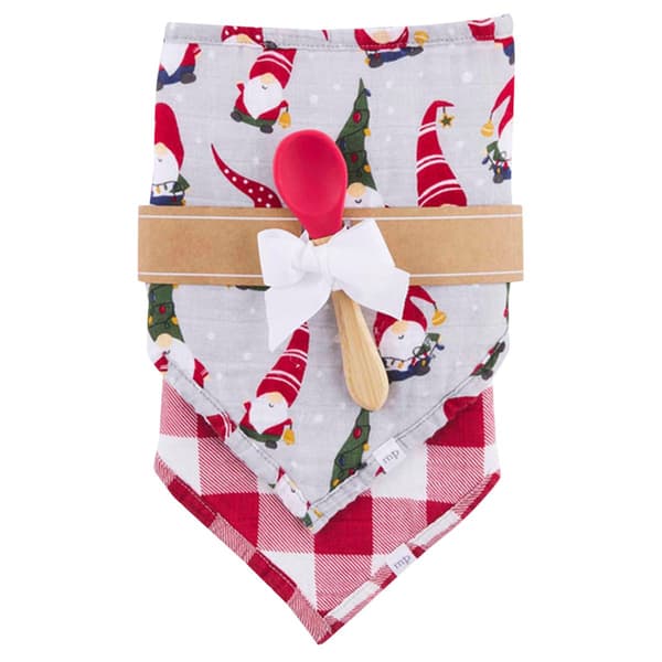 Baby Unisex mud pie&#40;R&#41; 3pc. Gnome Christmas Bib & Spoon Set - image 