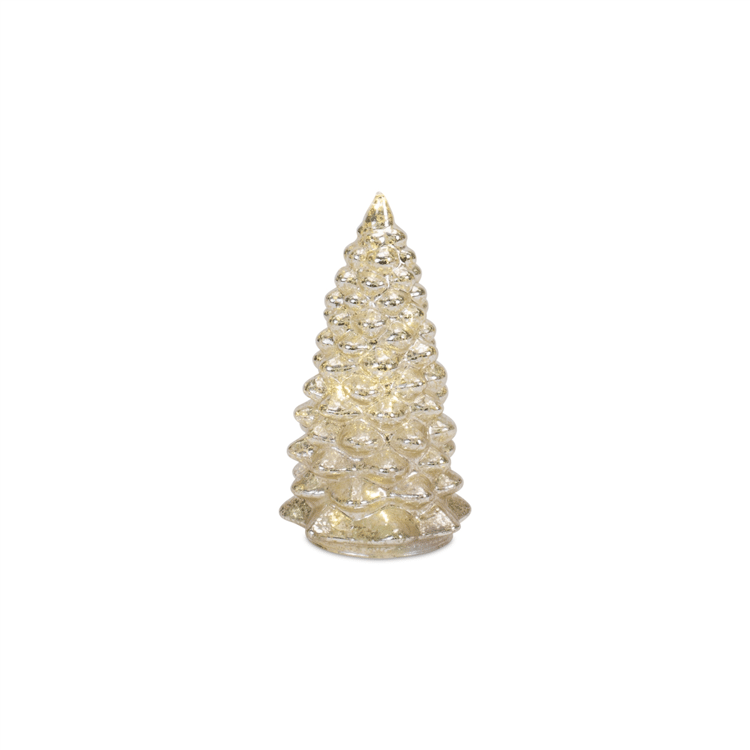 Melrose LED Lighted Mercury Glass Holiday Tree Decor - Set of 4