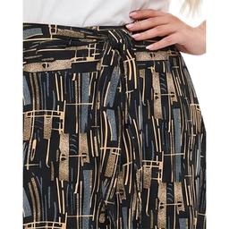 Plus Size NY Collection Tie Waist Brown Wave Maxi Skirt