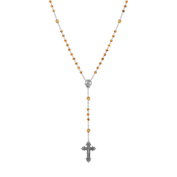 Symbols of Faith Silver Beaded Crucifix Rosary