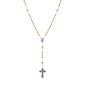 Symbols of Faith Silver-Tone Beaded Crucifix Rosary - Brown - image 1