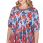 Plus Size Ruby Rd. French Riviera Pleated Floral Lace Trim Blouse - image 5