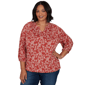 Plus Size Ruby Rd. Romance On The Ranch Ruffle Neck Floral Blouse - image 3