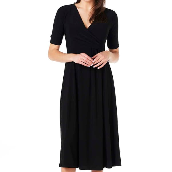 Womens MSK Solid Elbow Sleeve Surplice Midi Dress - image 